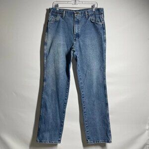VTG Y2K Wrangler Mens Blue Mid Rise Relaxed Fit Straight Denim Jeans Size 36x32